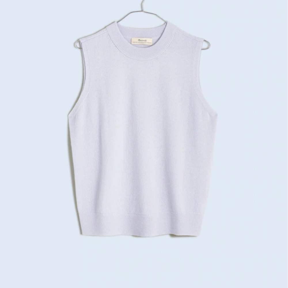 Madewell responsible cashmere crewneck sweater vest in sky blue size xs NWT
